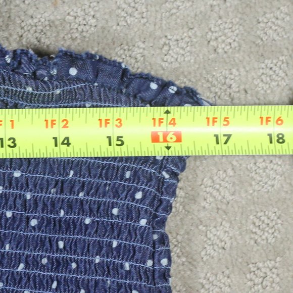 Super Cute! NWT! Kings Road Sz 3X Dark Blue Chambray & White Polka Dot Sun Dress - Picture 4 of 6